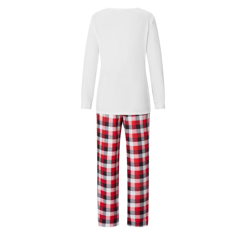 Family Christmas Pajamas Matching Sets Letters Plaid Christmas Matching Jammies Pajamas Holiday Sleepwear for Adult