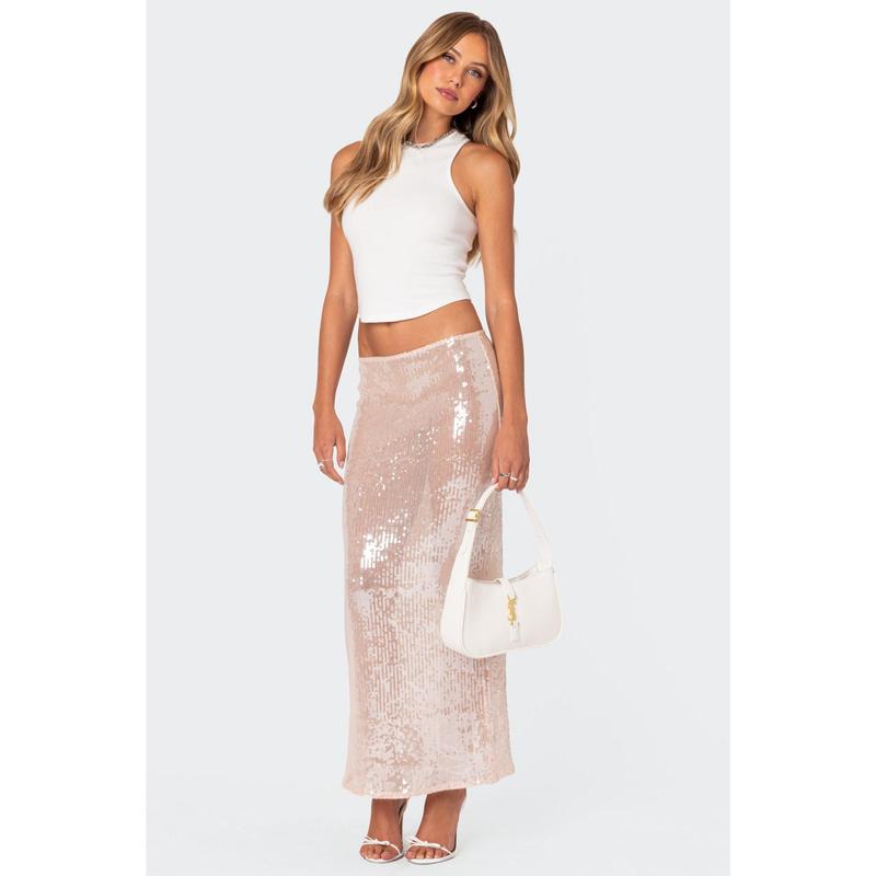 Riki Sheer Sequin Maxi Skirt