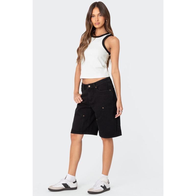 Jacqui Low Rise Denim Bermuda Shorts