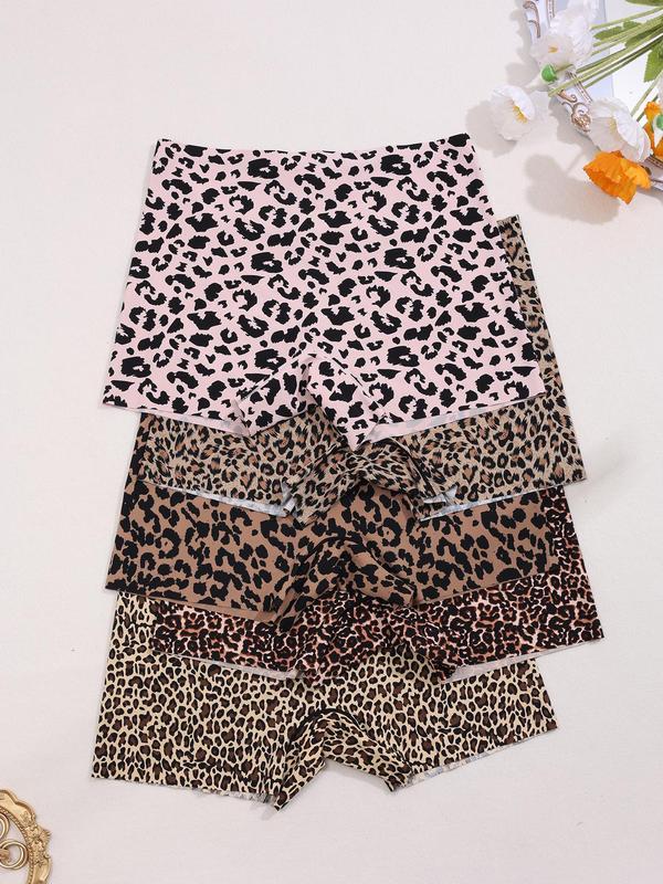 Women's Leopard Print Boyshorts, Soft Comfy Breathable Seamless Knicker for Daily Wear, Panties for Women, Underwear for All Seasons