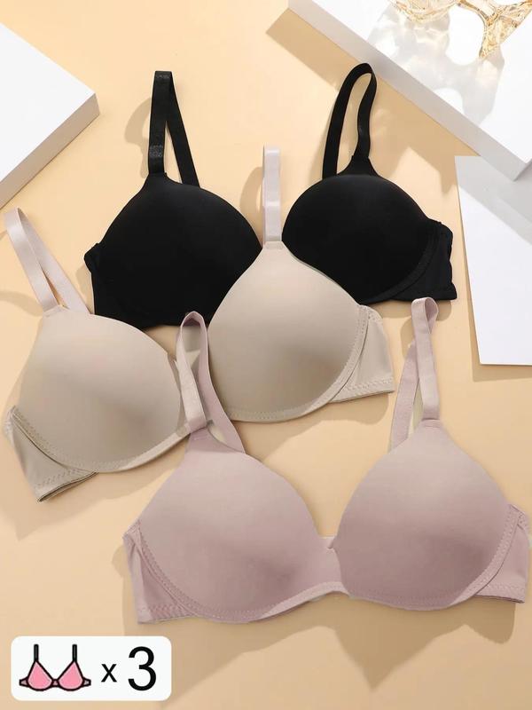 Women's Plain Color Adjustable Strap Plunge Bra, Casual Soft Comfortable Breathable Lingerie Top for Daily Wear, Push Up Bra, Summer Wear, Women's Underwear for All Seasons