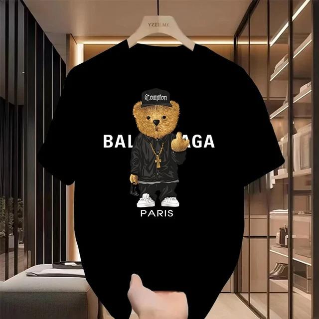 Unisex Cotton T-Shirt with Balan Gangster Bear Print,  high-quality cotton, stylish outfit, graphic design, limited edition, exclusive collection, fashion statement, comfortable fit, fashion for all, unique t-shirt, pop culture fashion