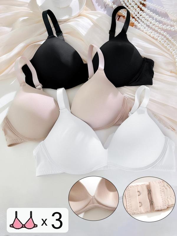 Women's Plain Color Adjustable Strap Plunge Bra, Casual Soft Comfortable Breathable Lingerie Top for Daily Wear, Push Up Bra, Summer Wear, Women's Underwear for All Seasons