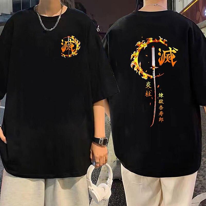 Rengoku Kyoujurou T-shirt Print Classic Street Style For Couple Men Women, Anime shirt 2024, Hot Stamping Casual Daily T-shirt Hoodies & Sweatshirts