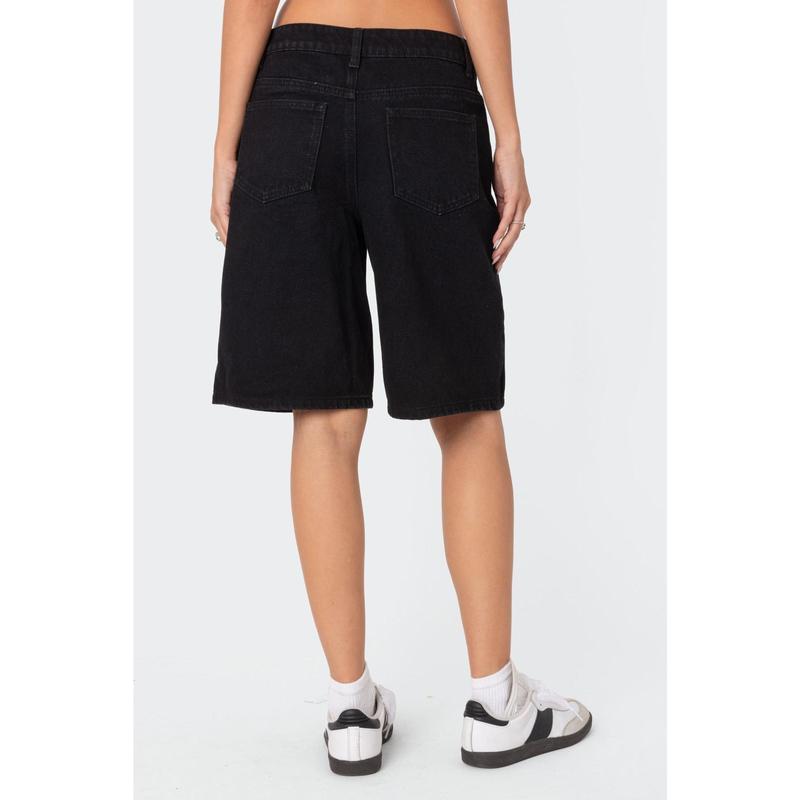 Jacqui Low Rise Denim Bermuda Shorts