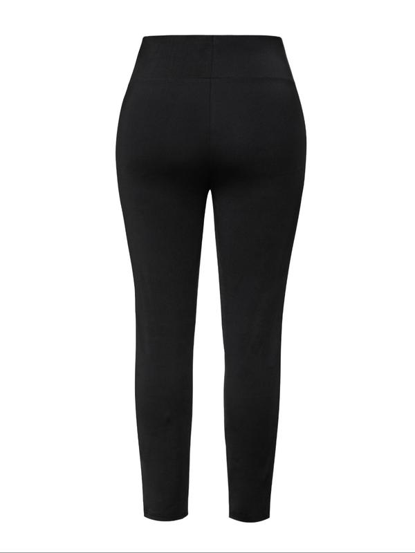  Solid Pocket Leggings, Casual Comfy Skinny Pants for Women, Women's Bottoms for Fall & Winter