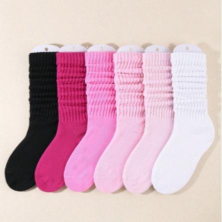 Women's Pink Slouch Knit Socks - 6 Pairs for Fall and Winter - Womenswear, Underwear