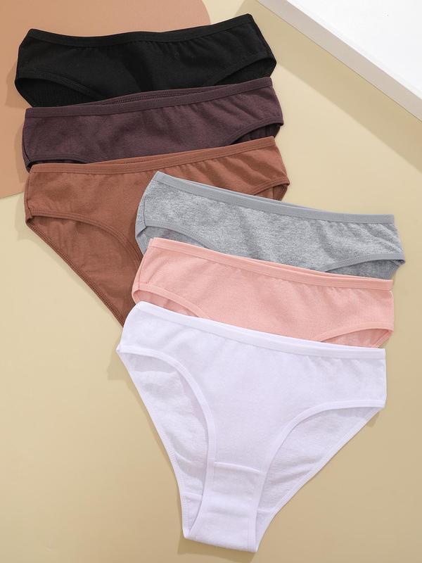 Women's Solid Color Panty, Korean Style Wear, Soft Comfortable Breathable Knicker for Daily Wear, Panties for Women, Women's Underwear for All Seasons, Korean Streetwear