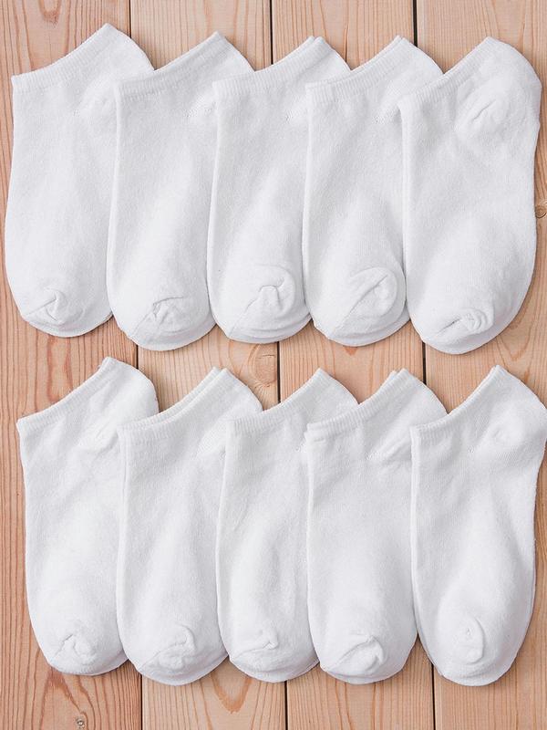 Women's 10 Pairs Simple Plain Ankle Socks for Summer 2024, Comfy Basic Breathable Extra Low Cut Socks for Summer, Comfort Lady Women's Socks for Daily Wear, Minimalist White Womenswear