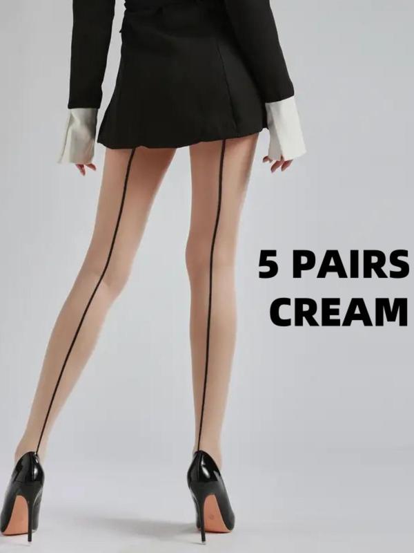 Women's Line Print Sheer Tights, Fashion Comfy Breathable Tights for Daily Wear, Ladies Stockings for All Seasons