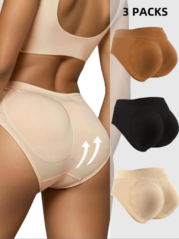 Womenswear Solid Shapewear Panty with Removable Pads, Breathable Comfortable Seamless Butt Lift Fajas Shapewear for Daily Wear, Summer Wear 2024, Tummy Control Butt Lifting Shorts, Body Shapewear, Ladies Shapewear Bottoms