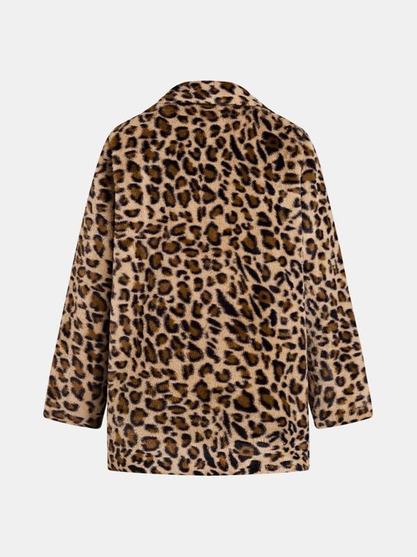 YOZY Women's Leopard Print Button Front Lapel Neck Coat Jackets, Elegant Long Sleeve Outerwear for Fall & Winter, Ladies Clothes for Daily， Black Friday Haul Wear