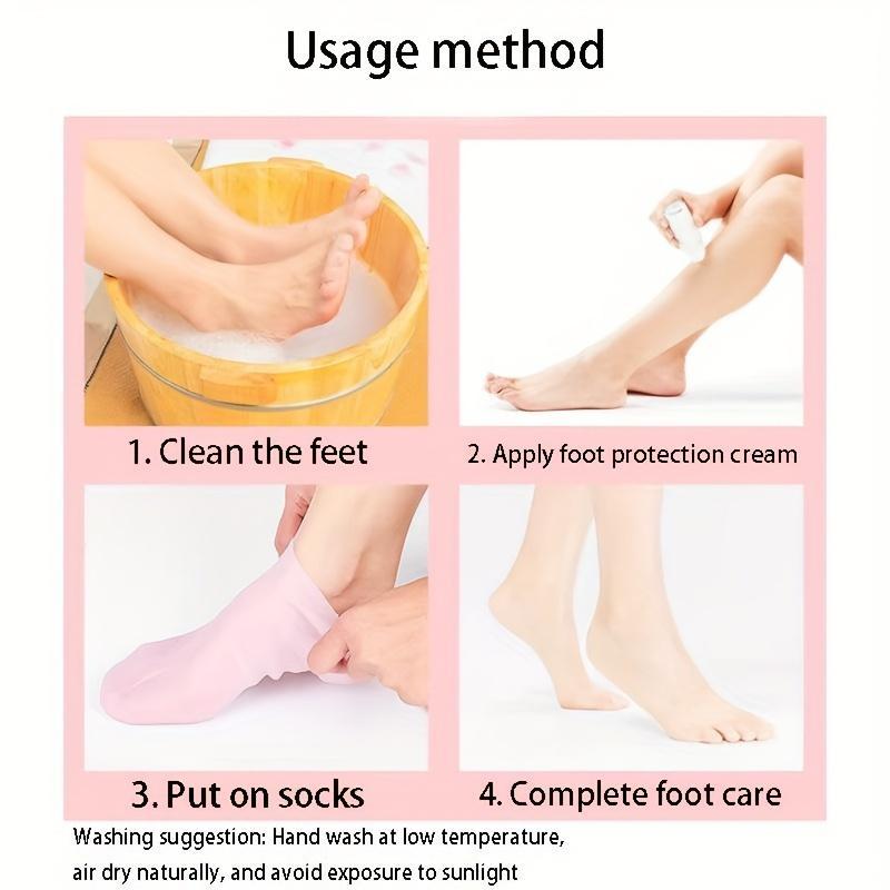 Comfortable Soft Silicone Moisturizing Socks, Summer Minimalist Hydrating and Smoothing Foot Care Socks, Foot Gel Socks, Foot Sock for Dry Cracked Skin, Daily Recyclable Foot Masks, Personal Care Products, Pedicure Supplies, Christmas Gift