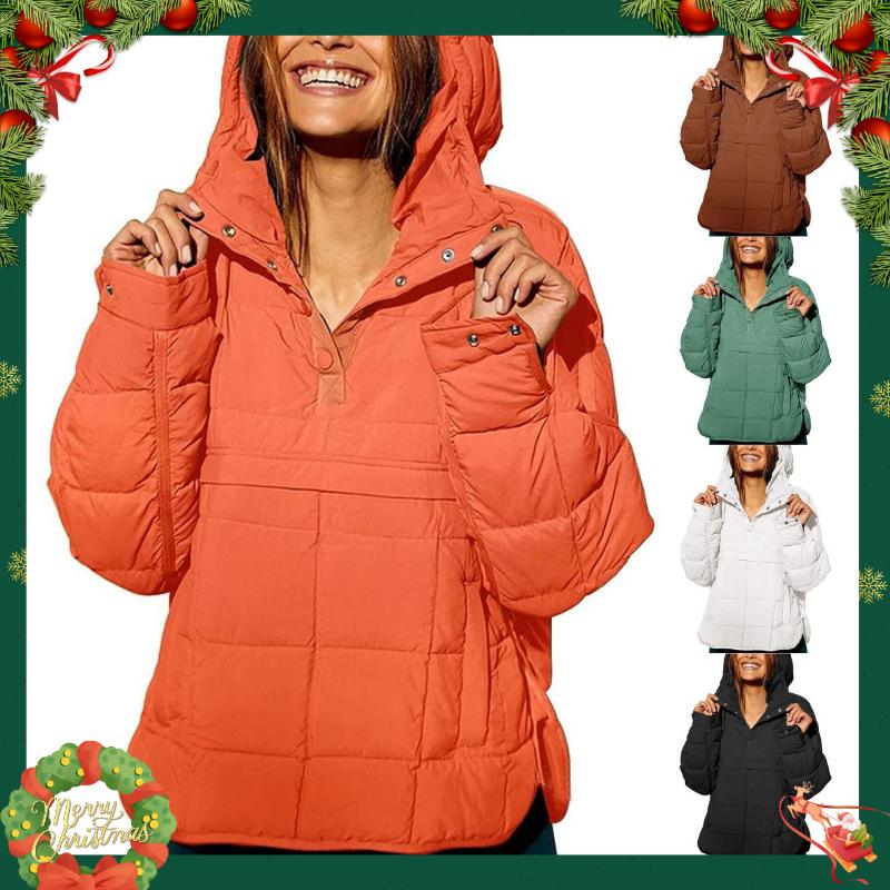 Molitree Women's Oversized Hooded Puffer Jacket Quilted Lightweight Winter Warm Pullover Padded Hoodies Coat zip hoodies jumper jacket