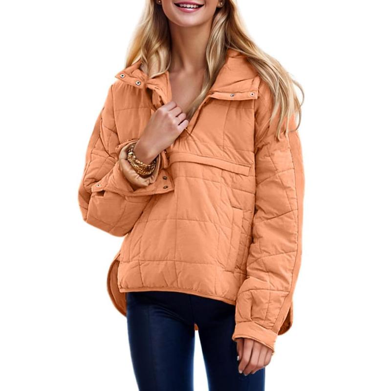 Molitree Women's Oversized Hooded Puffer Jacket Quilted Lightweight Winter Warm Pullover Padded Hoodies Coat zip hoodies jumper jacket