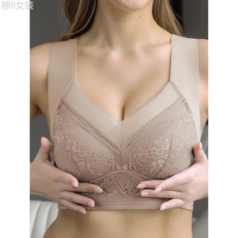 6pcs Comfy Contrast Lace Wireless Bras, Full Coverage & Breathable Women's Lingerie & Underwear Fabric Womenswear