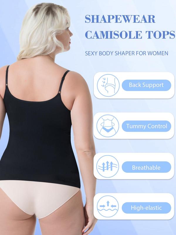 Women Tummy Control Shapewear Tank Top, Scoop Neck Seamless Compression Camisole Body Shaper