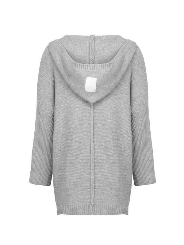 Women's Plain Chunky Open Front Long Sleeve Hooded Knitting Cardigan, Cardigans for Women, Fall Clothes, Comfort Casual Fashion Style Comfort Minimalist Basic Cardigan Outfits