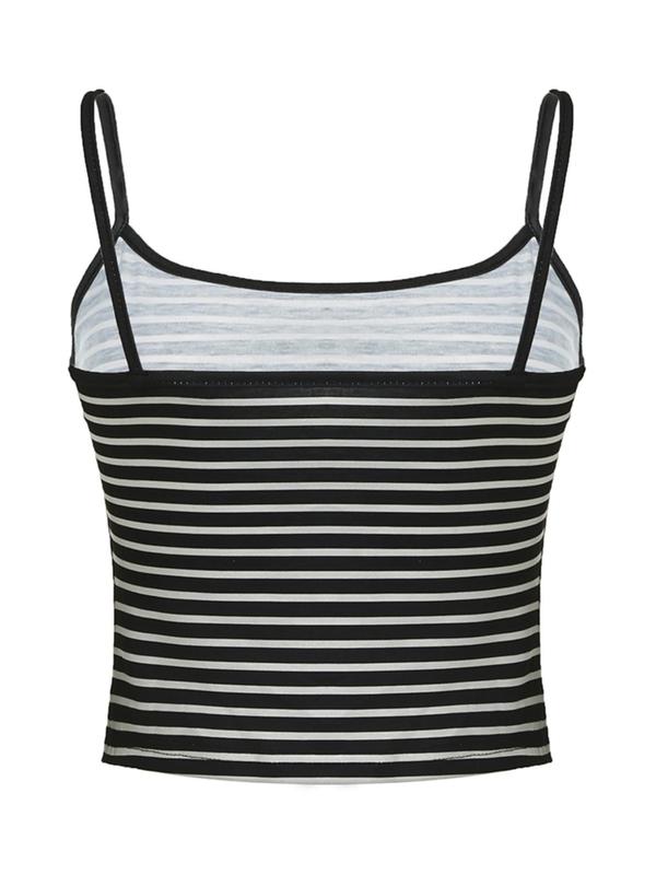 Women's Striped Print Crop Cami Top, Casual Sleeveless Spaghetti Strap Top for Daily Wear, Ladies Clothes for All Seasons