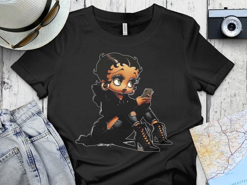 Betty Boop Shirt, Cozy Shirt, Black Betty Boop T Shirt, Betty Boop T Shirt, Trendy Shirt, Shirt For Women, Shirt For Gifts, Unisex T-Shirt, Gifts For Her, Short Sleeve Tee Shirt, Gifts For Birthday Women Day Christmas