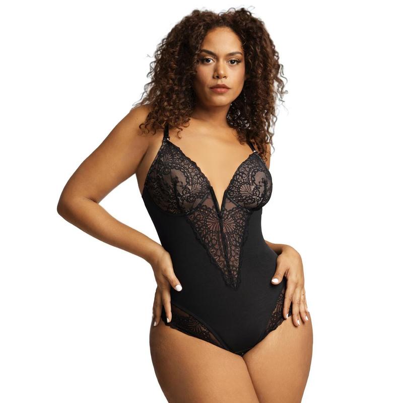 Popilush The Shapewear Bodysuit Deep-V Neck Lace Bodysuits Basic Womenswear Tops Or Leather Skirts Underwear Sleeveless