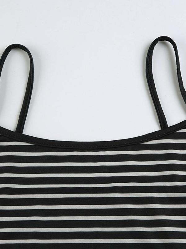 Women's Striped Print Crop Cami Top, Casual Sleeveless Spaghetti Strap Top for Daily Wear, Ladies Clothes for All Seasons