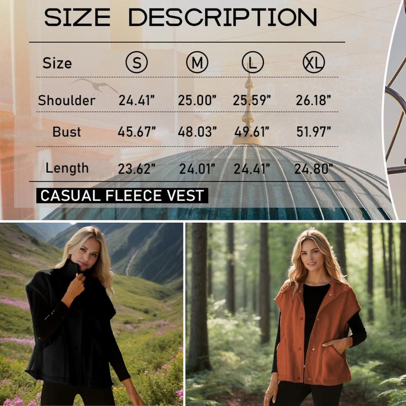 Yozazzy Women's Fuzzy Fleece Vest Oversized Casual Sleeveless Fuzzy Sherpa Jacket Winter Warm Button Down Gilet Outerwear with Pockets Basic Tops