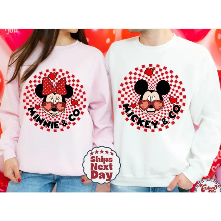 Mickkey and Minnie christmas Sweatshirt, Cute Minnie Mickkey Couple Matching Shirt, Couple Matching Tee, Vintage Minnie Mickkey