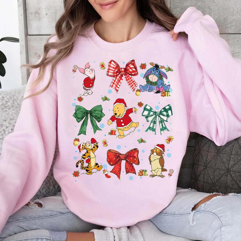 Disneyy #Winniee The Poohh Christmas Lights Coquette Bows Shirt, #Winniee The Poohh's Very Merry Christmas Party 2024, Disneyyland Family Xmas Shirt SWULY