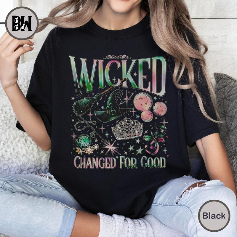 Wicked Change For Good Comfort Colors Shirt, Defy Gravity Broomstick Magic Wand, Wizard Movie Fan Shirt, Wicked Musical Fan Gift