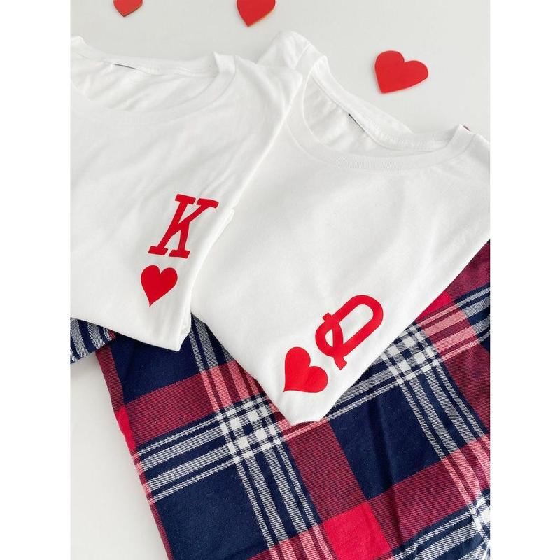 Valentine's Day Matching T-Shirt gift for couples King and Queen Valentines Day Couple Fashion Christmas Gifts. T-Shirt