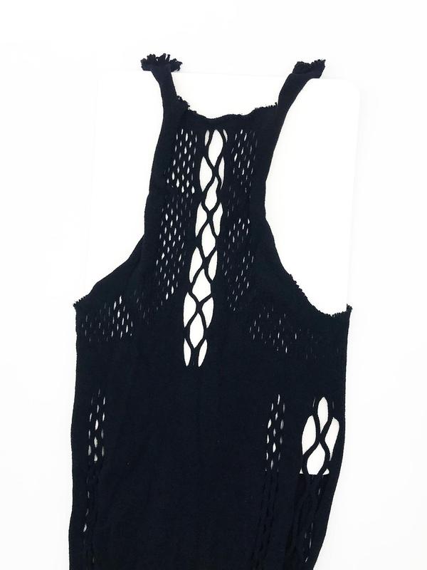 Women's Plain Cut Out Hollow Out Cover Up Dress, Casual Sleeveless Round Neck Fishnet Cover Up Dress for Summer, Ladies Beachwear for Vacation Holiday