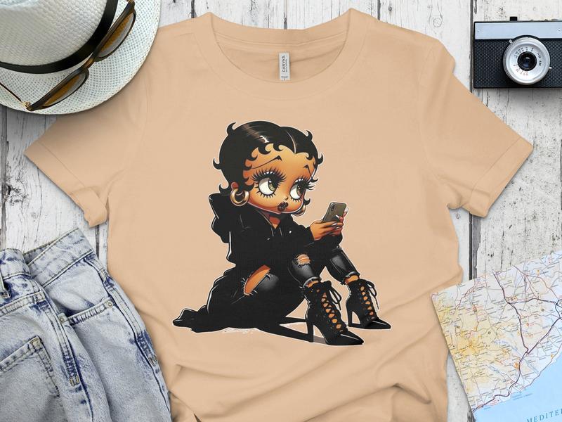 Betty Boop Shirt, Cozy Shirt, Black Betty Boop T Shirt, Betty Boop T Shirt, Trendy Shirt, Shirt For Women, Shirt For Gifts, Unisex T-Shirt, Gifts For Her, Short Sleeve Tee Shirt, Gifts For Birthday Women Day Christmas