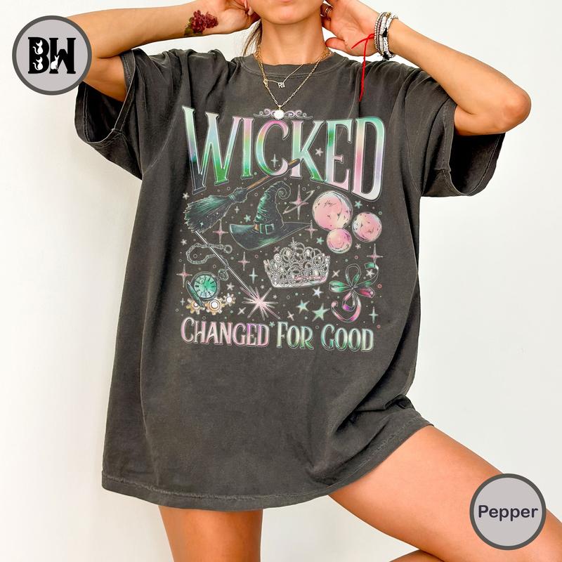 Wicked Change For Good Comfort Colors Shirt, Defy Gravity Broomstick Magic Wand, Wizard Movie Fan Shirt, Wicked Musical Fan Gift