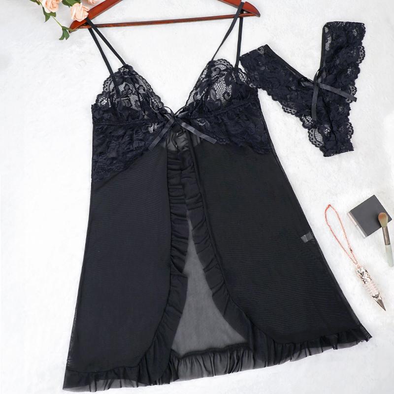 Lingerie for Women Lace Babydoll Halter Chemise V Neck Nightgown Sexy Sleepwear Nightdress