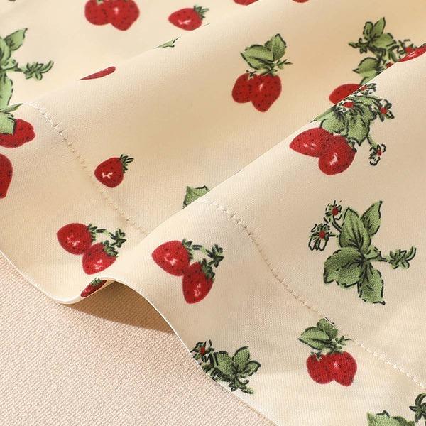 Strawberry Farm Dress - strawberry theme French Lace zipper silk Sleeveless Homecoming Dresses Cocktail Party H-Line Dress for Summer design vintage Versatile styling 2024 Summer satin print halter dress Fall outfit Wedding Guest Ladies clothes