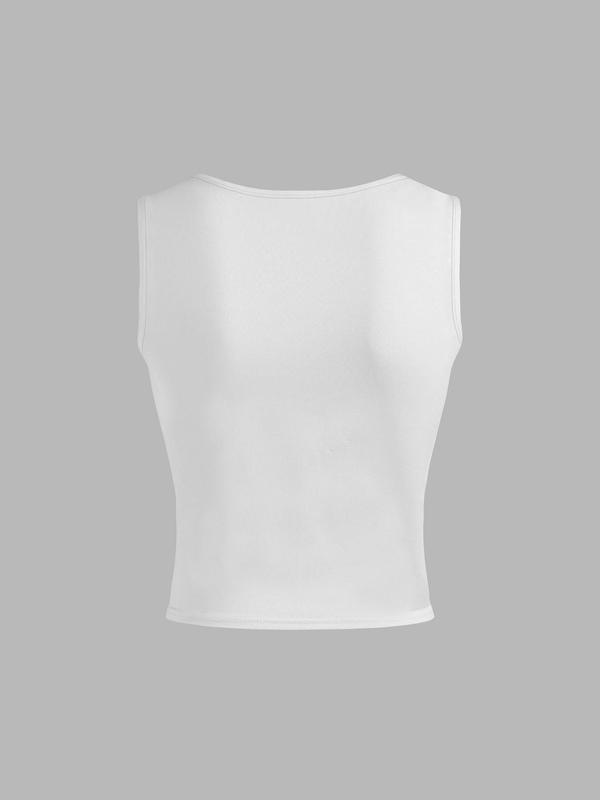 Women's Plain Bow Front Contrast Lace Ruched Tank Top, Casual Deep V Neck Sleeveless Crop Tops for Fall, Tank Tops for Women, Ladies Clothes for Daily Wear