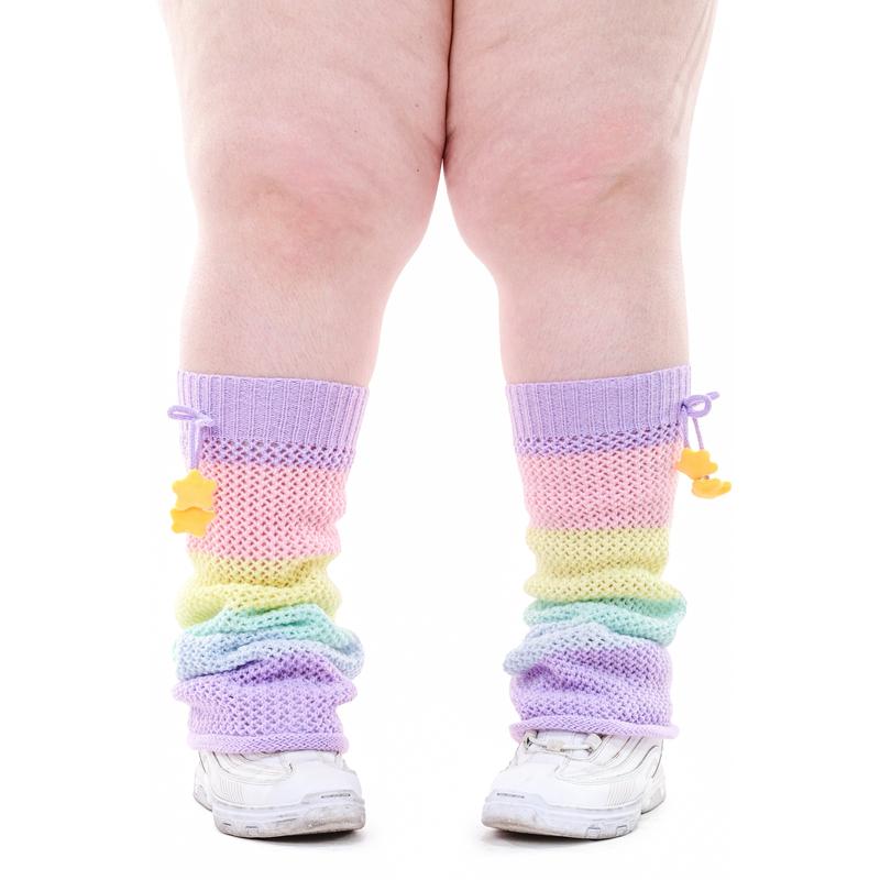 Women's Rainbow Stripe Leg Warmers for Winter Comfort - Womenswear