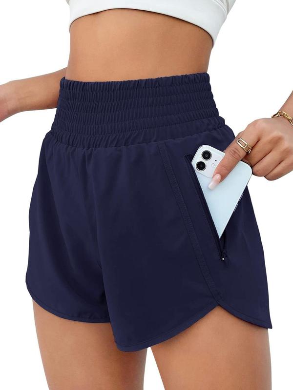 Women's Plain High Waist Pocket Shorts, Casual Comfy Breathable Wide Waist Shorts for Daily Outdoor Wear, Back To School Outfits, Ladies Summer Outfits 2024