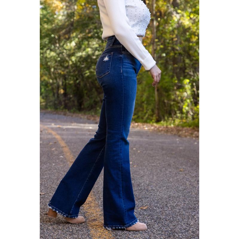 The Charlie from Lovervet: 3 Length High-Rise Tummy Control Relaxed Flare Denim Comfort Fabric