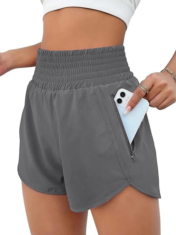 Women's Plain High Waist Pocket Shorts, Casual Comfy Breathable Wide Waist Shorts for Daily Outdoor Wear, Back To School Outfits, Ladies Summer Outfits 2024