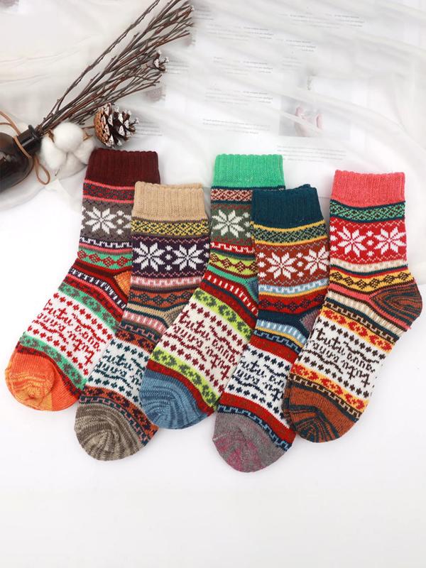 Women's All Over Print Mid-calf Socks, Casual Soft Comfy Warm Socks for Fall & Winter, Women's Socks for Daily Wear