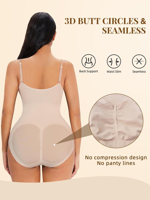 Shapewear Bodysuit for Women, Tummy Control Butt Lifting Adjustable Straps Body Shaper, Backless Seamless Shapewear