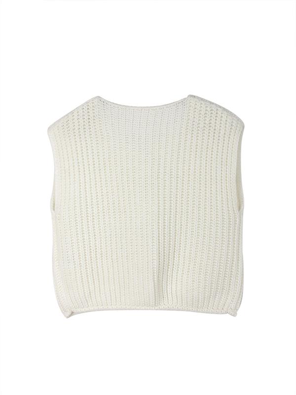 Women's Plain Button Front Pocket Sweater Vest, Summer Tops for School, Casual Sleeveless Round Neck Knitwear for Spring, Fashion Women's Knit Clothing for Daily Wear, Going Out Outfits 2024, Fall Tops, Preppy 80s Clothes