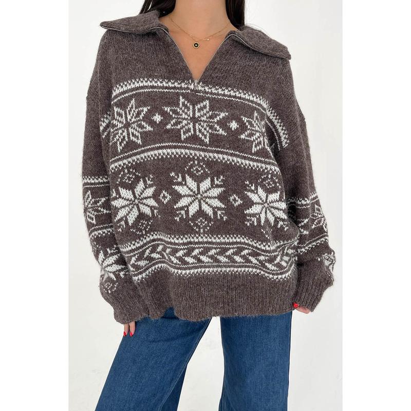 Warm Me Up Sweater in Brown Ivory