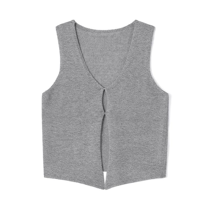 Women´s Vest Simple Solid Color Sleeveless V-Neck Knitted Design Streetwear Breathable Tops Fashion Womenswear Lady Comfort Check Light