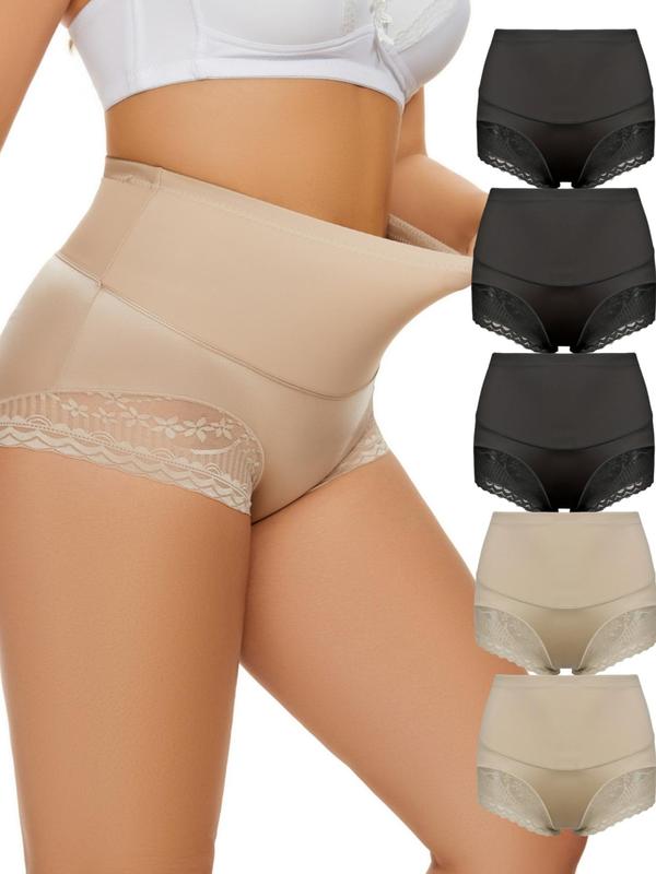 Women's Plain Floral Lace High Waist Shapewear Panty, Casual Breathable Tummy Control Shapewear Knicker,  Body Shapewear,  Ladies Shapewear Bottoms for Daily Wear, Underwear & Womenswear Sexy