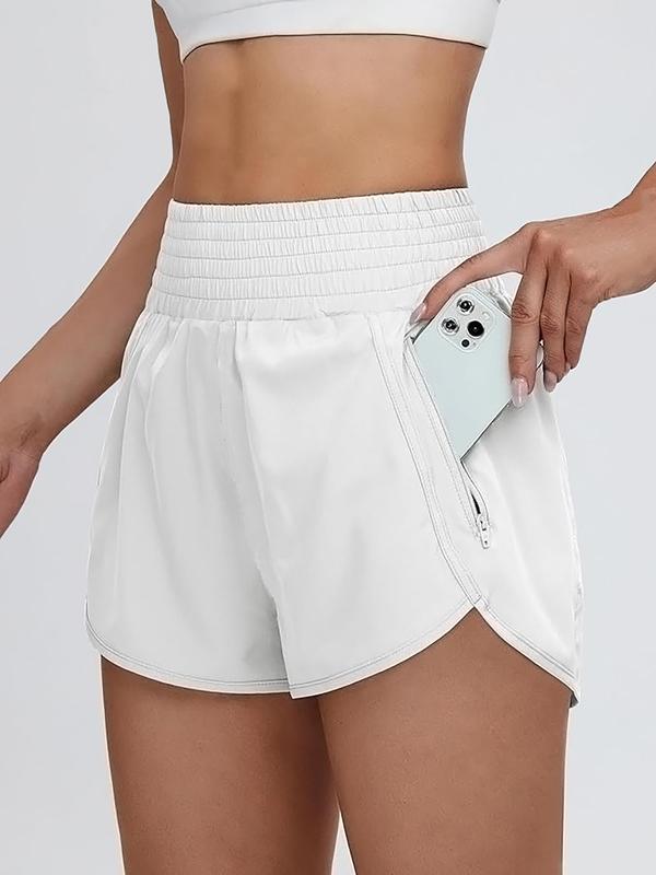 Women's Plain High Waist Pocket Shorts, Casual Comfy Breathable Wide Waist Shorts for Daily Outdoor Wear, Back To School Outfits, Ladies Summer Outfits 2024