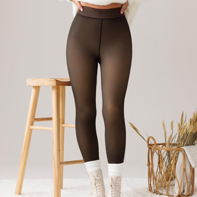 THE ORIGINAL! 4 SHADES • SIZE S - 3XL • MAGIC FLEECE LINED LEGGINGS • Winter Comfort Fleece Tights Available in Plus Size and Brown Fur Women's Fleece-Lined Sheer Tights Thermal Lined Womenswear Basic Minimalist