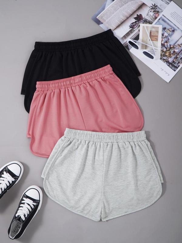 Women's Minimalist Solid Color Drawstring Waist Shorts Summer Clothes Women, Casual Elastic Waist Shortsily, Summer Outfits, Women's Bottoms for Summer